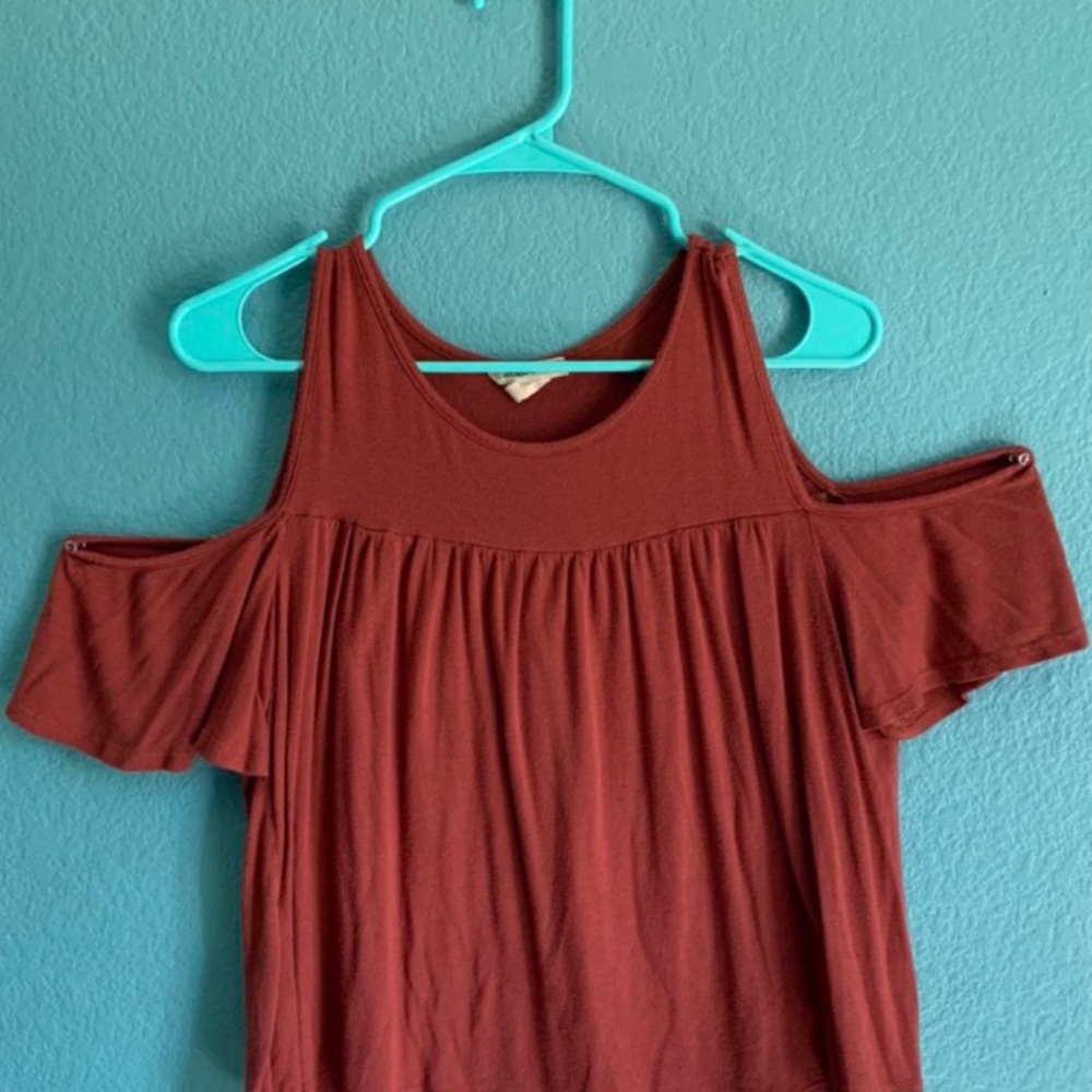 Red off the shoulder blouse